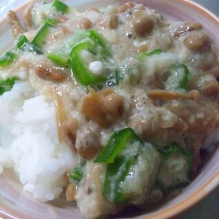 トロロ納豆オクラご飯